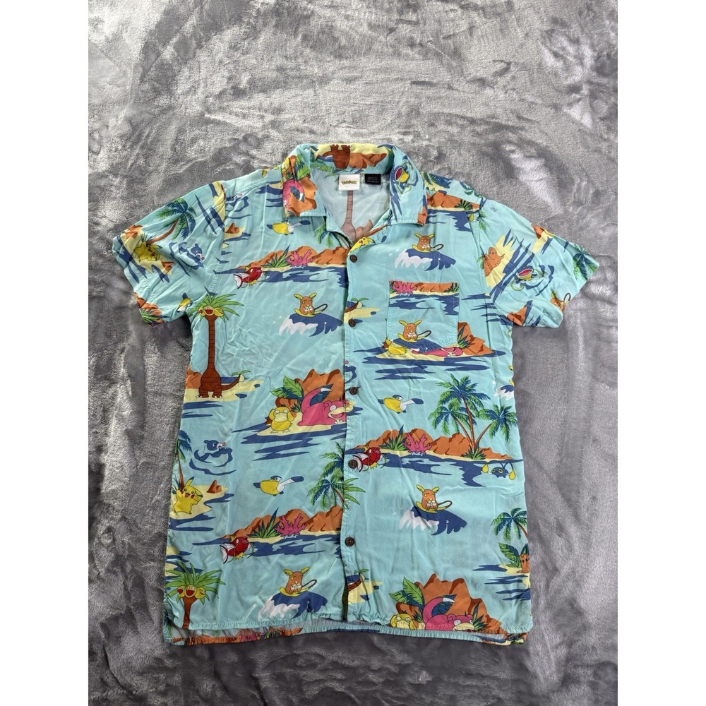 POKEMON Short Sleeve Aloha Tiki Hawaiian Shirt Men XS